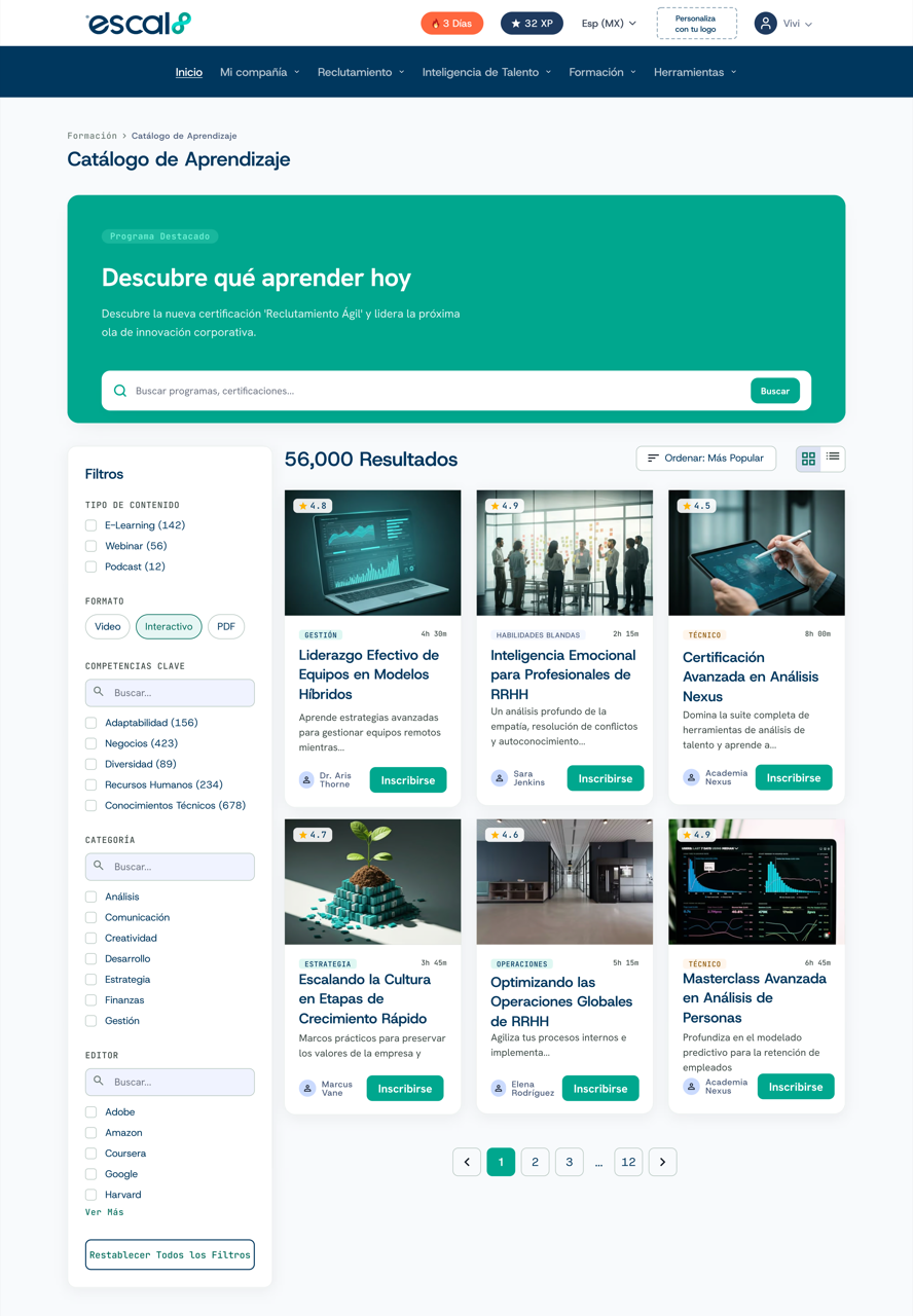 Ruta de formación personalizada recomendada por Kova en Escal8